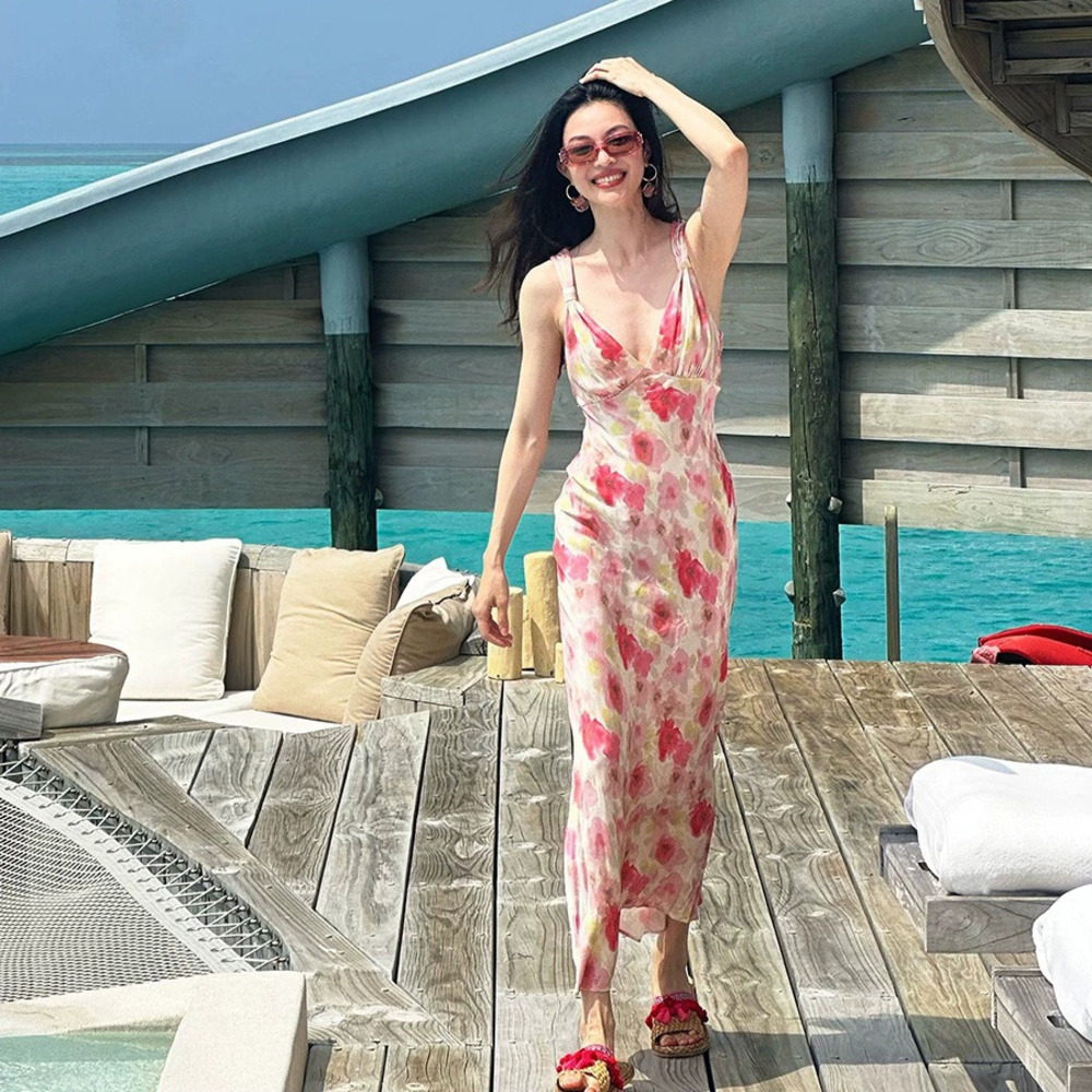 Zara Vacation Printed Strap Dress Spring Summer
